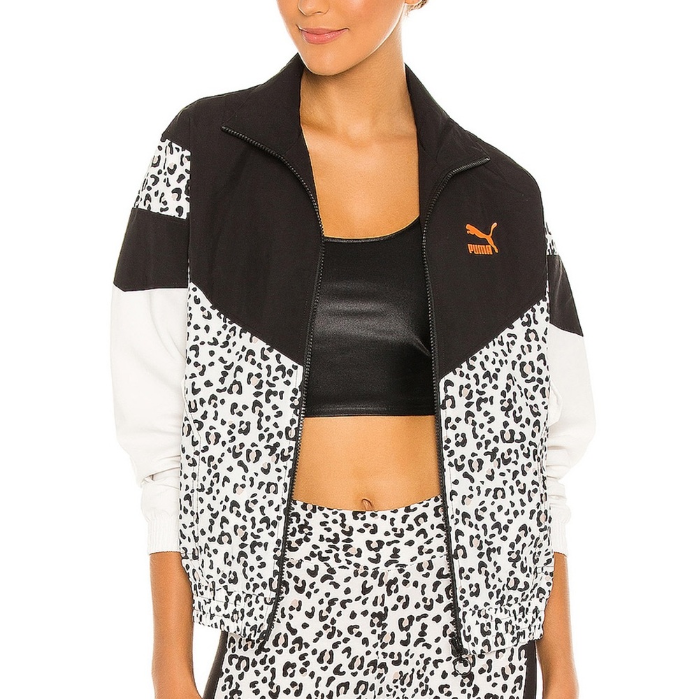 Puma 🐈‍⬛ Leopard Print Windbreaker / Bomber Jacket - Size Large